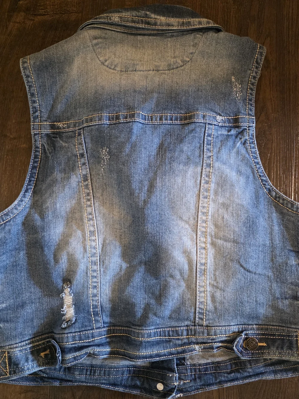 Wallflower Distressed Light Blue Denim Vest